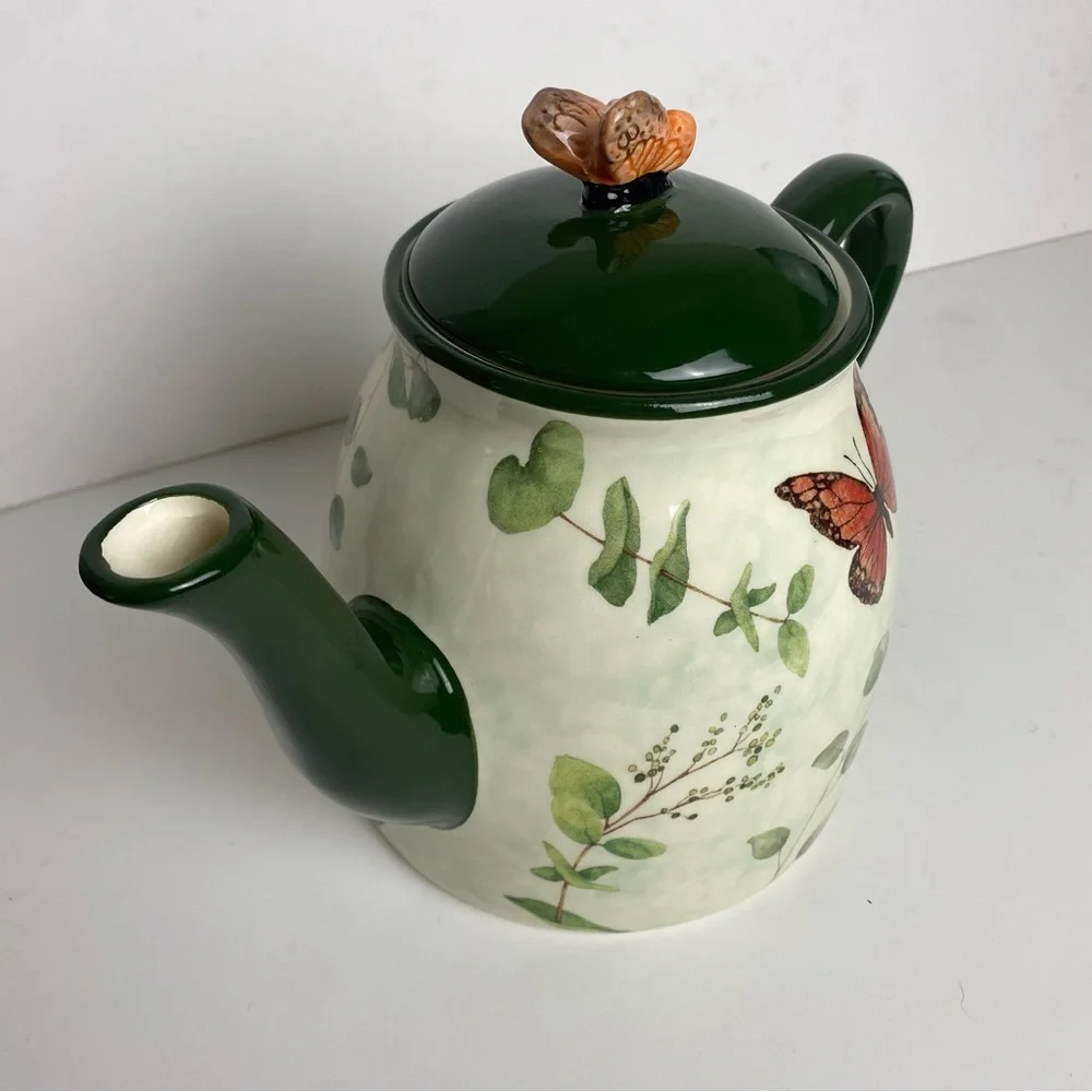 Cracker Barrel Susan Winget Butterfly Earthenware Teapot Spring Easter 7.5" - Picture 2 of 10